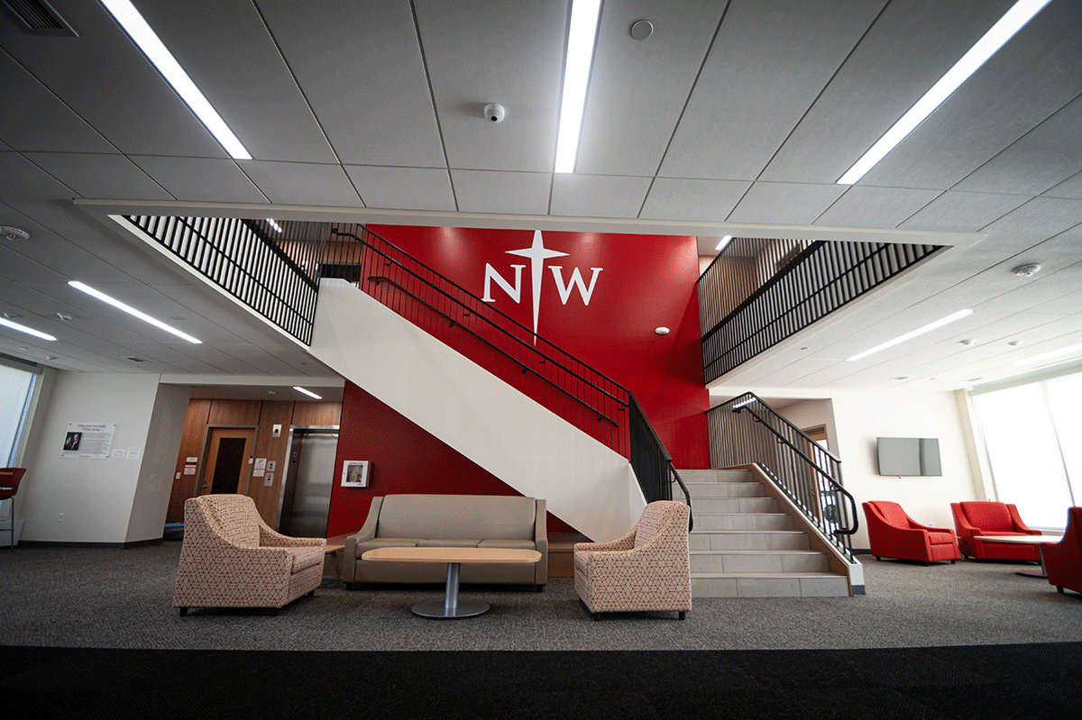 EDA-1-16-web Northwestern College Christy Suites | Student Housing Lobby | Engineering Design Associates